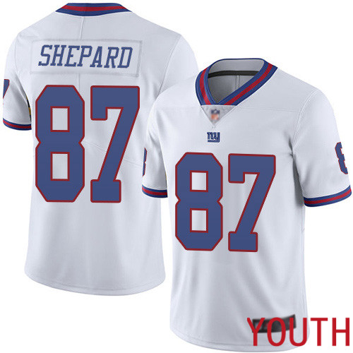 Youth New York Giants #87 Sterling Shepard Limited White Rush Vapor Untouchable Football NFL Jersey